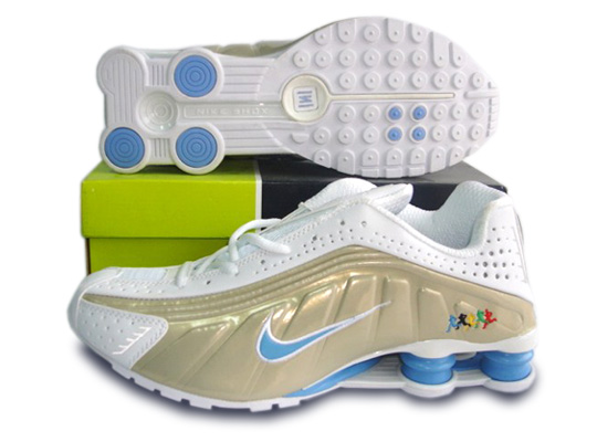 Mens Nike Shox R4 Shoes White Blue