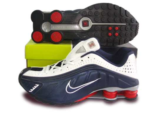 Mens Nike Shox R4 Shoes Dark Blue Red
