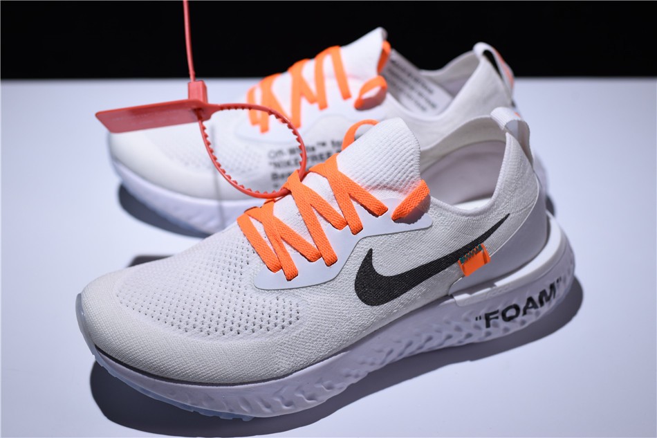 Off White x Nike Epic React Flyknit White Running Shoes