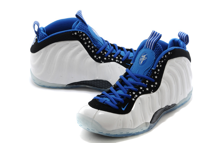 Nike Air Foamposite One Shooting Stars White Blue Black Shoes - Click Image to Close