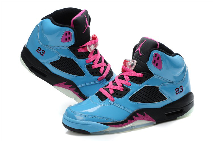 black pink and blue jordans