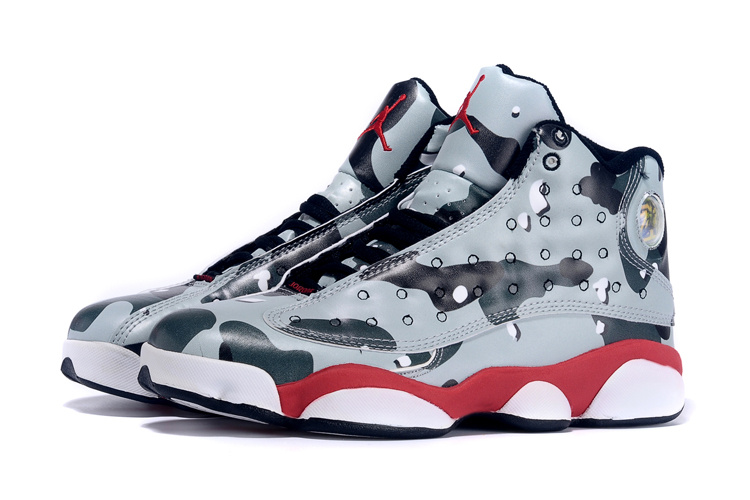 2015 Nike Air Jordan 13 Army Grey Black Red For Women