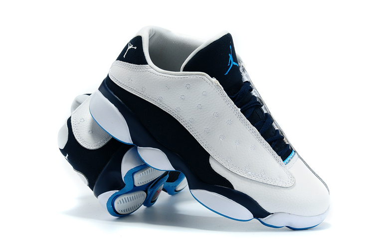 Nike 2015 Air Jordan 13 Low White Black Blue Shoes