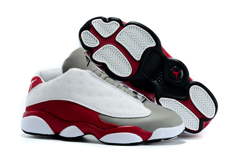 Nike 2015 Air Jordan 13 Low White Grey Wine Red Shoes