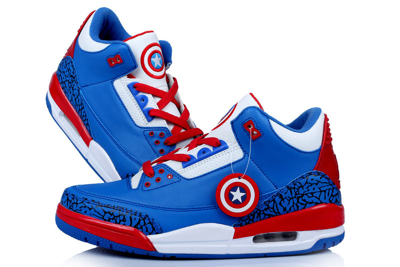 New Air Jordan 3 Retro Captain America Edition Blue White Red Shoes