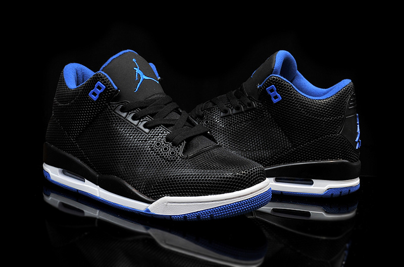 New Nike Air Jordan 3 PVC Black Blue White Shoes