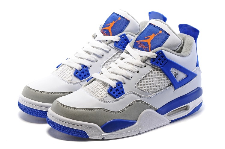 2016 Nike Air Jordan 4 Retro White Blue Orange