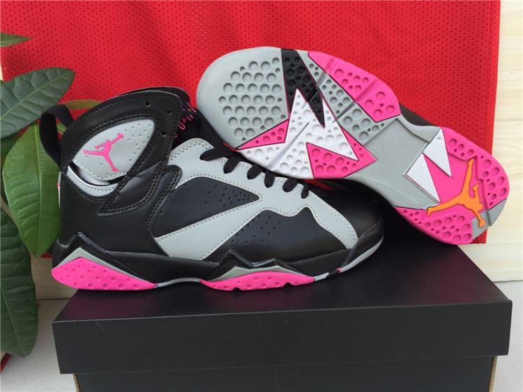 2015 Latest Nike Air Jordan 7 Black Grey Pink Shoes For Women 2015 Latest Nike Air Jordan 7 Black Grey Pink Shoes For Women