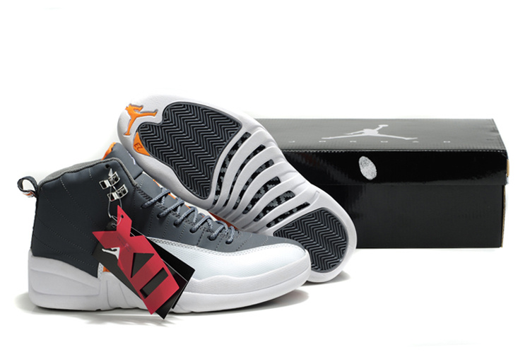 New Nike Air Jordan Retro 12 Black White Orange Shoes