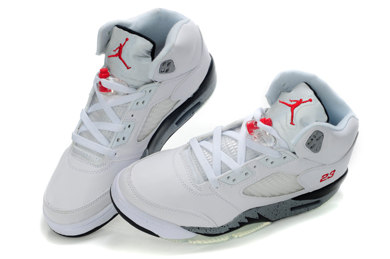 New Nike Air Jordan Retro 5 White Grey Shoes