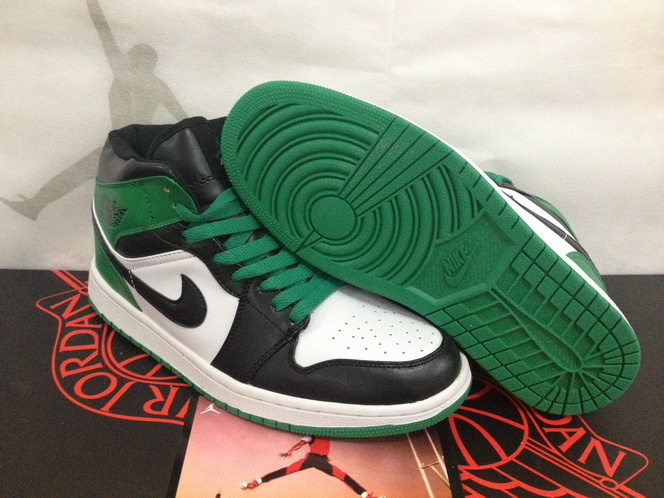 New Air Jordan 1 Retro Black White Green Shoes