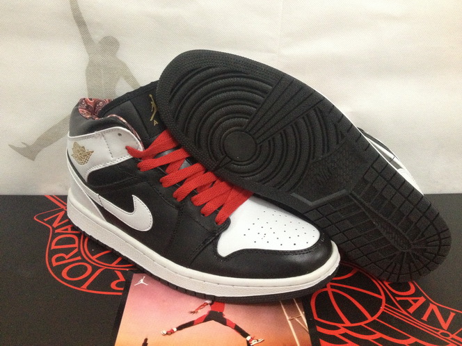 New Air Jordan 1 Retro Black White Red Shoes - Click Image to Close