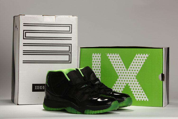 2014 Nike Air Jordan 11 Retro Black Green Shoes