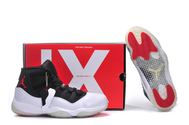 2014 Nike Air Jordan 11 Retro Black Grey Red With Built in Air Cushion Shoes