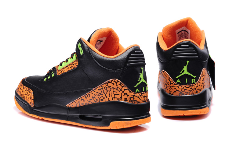 New Nike Jordan 3 Retro Black Orange Green Shoes