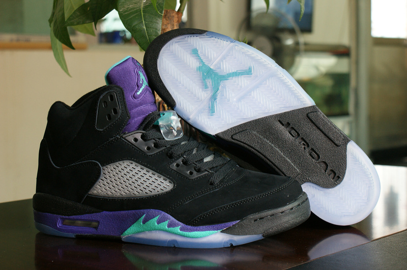 New Jordan 5 Black Purple Basketball Shoes For Women