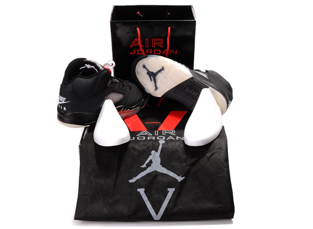 New Nike Air Jordan 5 Hardpack Black White Red Shoes - Click Image to Close