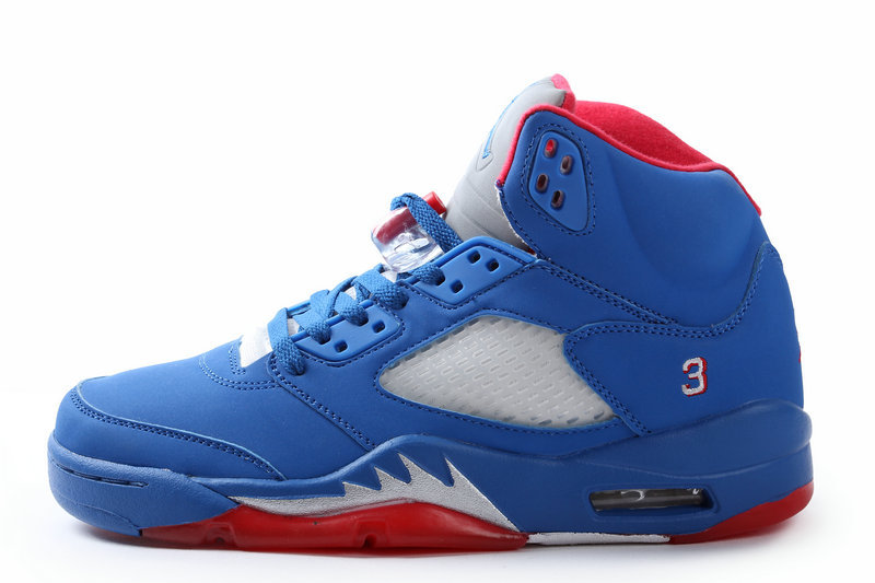 New Nike Air Jordan 5 Retro All Blue Red Shoes