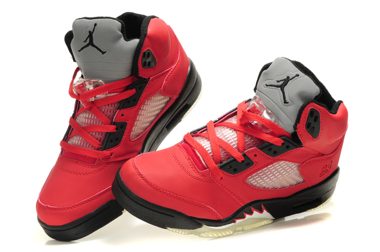 New Jordan 5 Retro Red Black White For Women