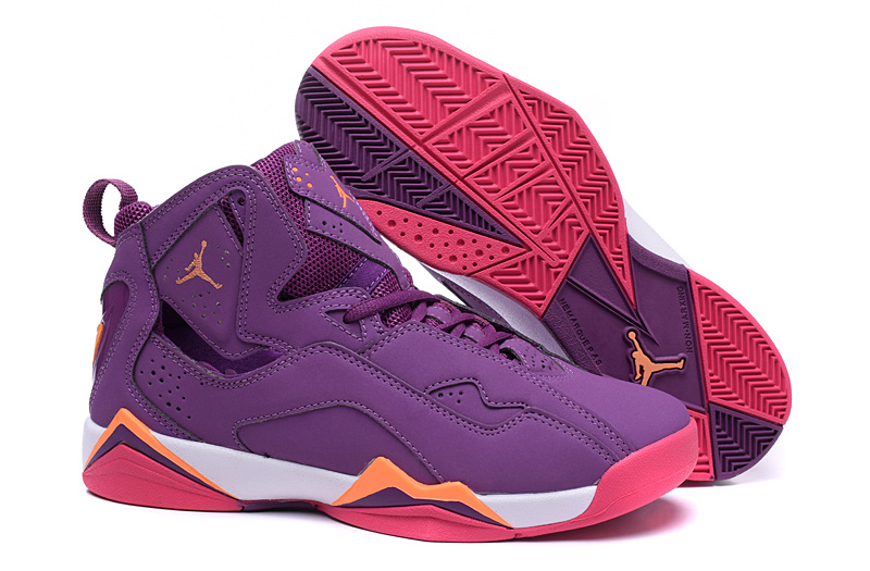 Latest Nike Air Jordan 7 Purple Red Orange Shoes For Women