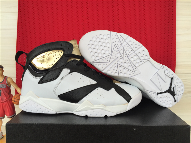 Nike 2015 Air Jordan 7 Retro White Black Gold