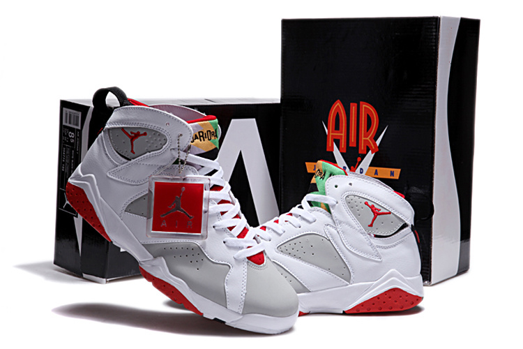 New Nike Jordan 7 Retro White Grey Red Shoes