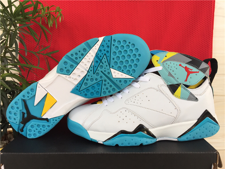 Nike 2015 Air Jordan 7 Shoes White Green Yellow