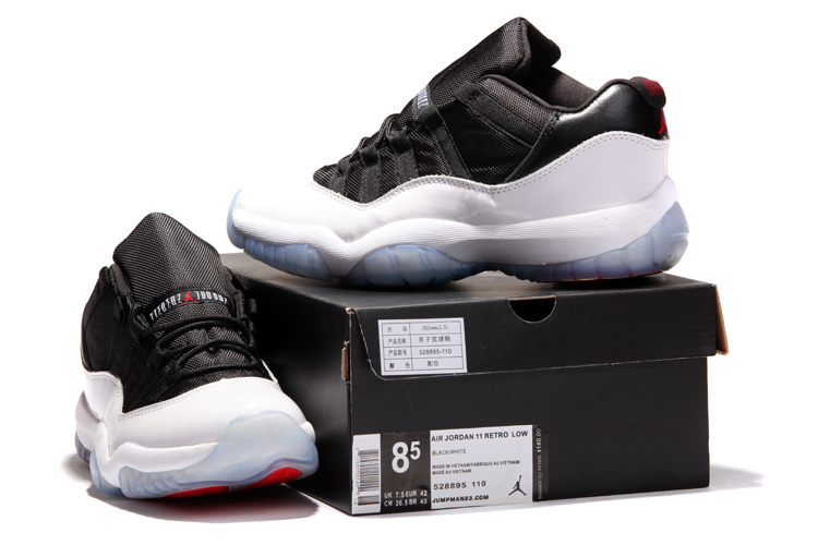 2014 Nike Air Jordan 11 Low Black White Blue Sole Shoes