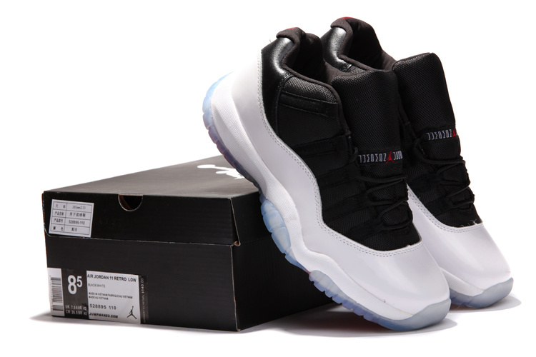 2014 Nike Air Jordan 11 Low Black White Blue Sole Shoes