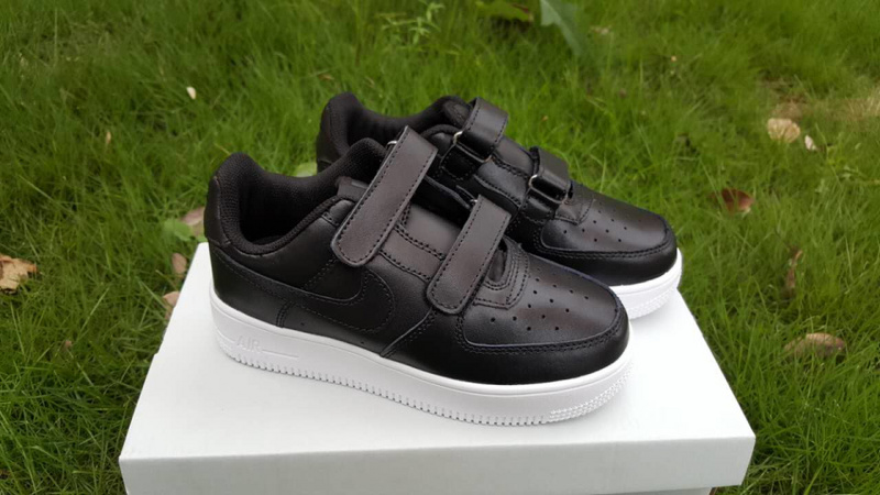 New Kids Nike Air Force All Black White with Strap
