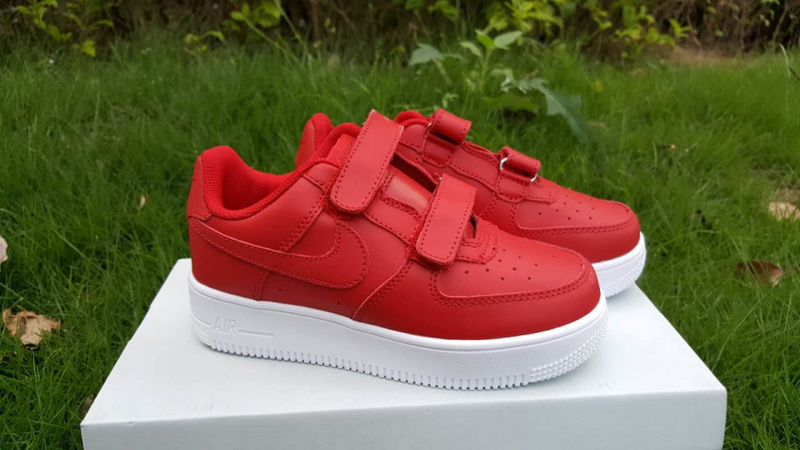 New Kids Nike Air Force All Red White with Strap