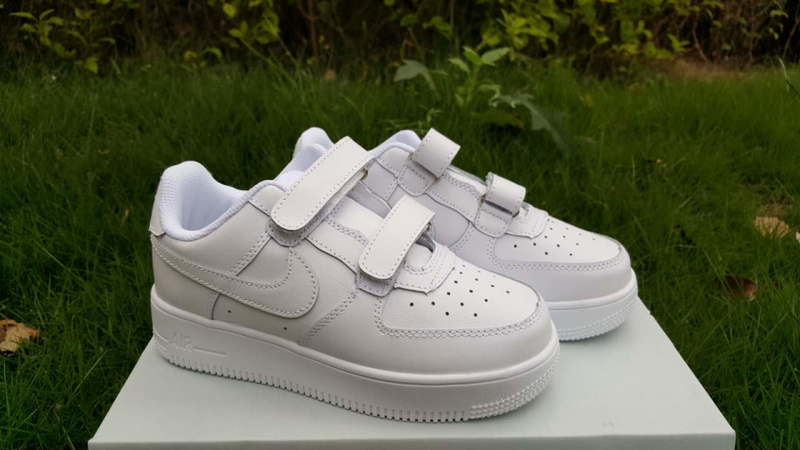 New Kids Nike Air Force All White with Strap