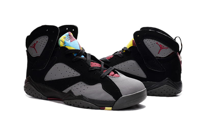 2015 Nike Air Jordan 7 Retro Grey Black Red Shoes