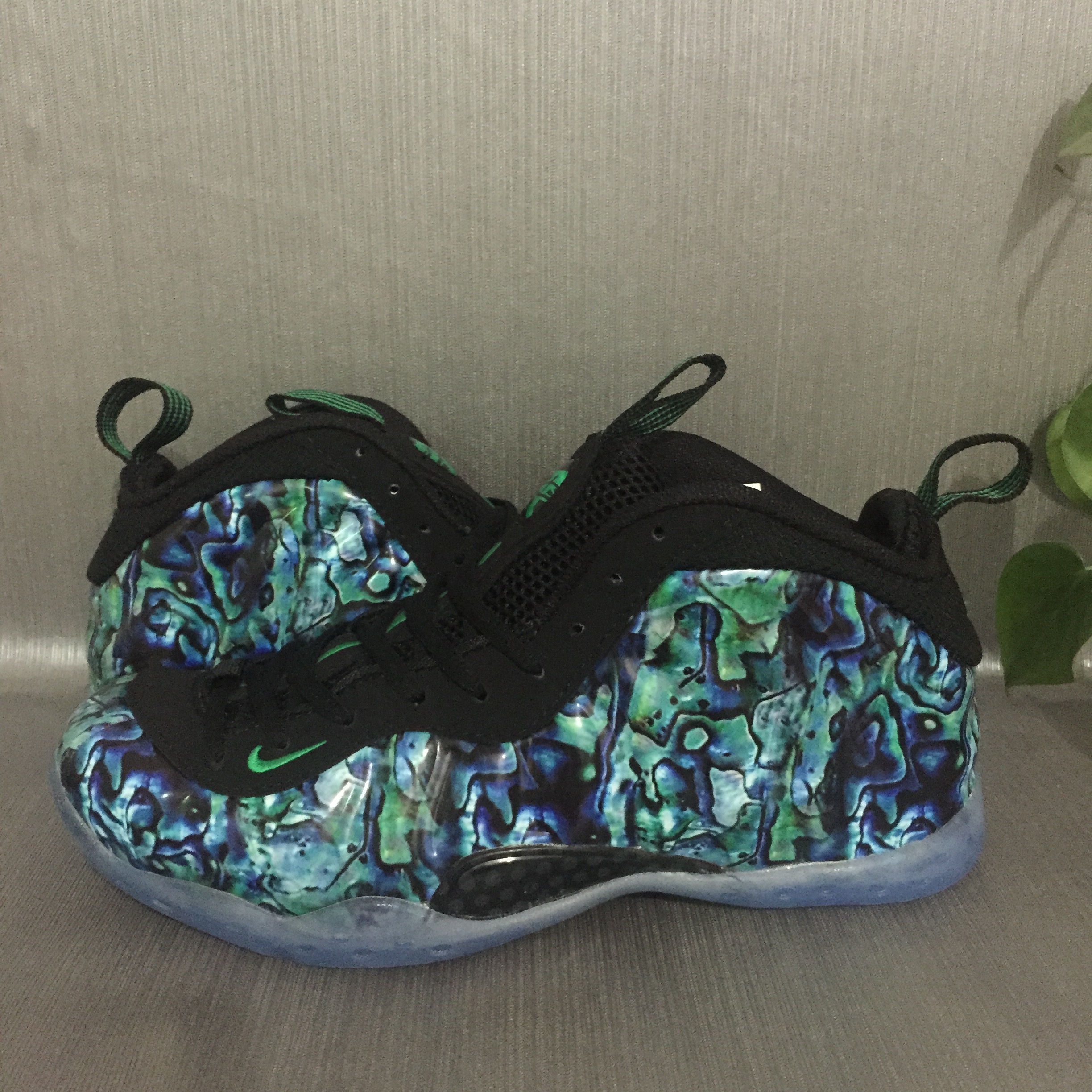 New Nike Air Foamposite One Green Black Print Shoes - Click Image to Close