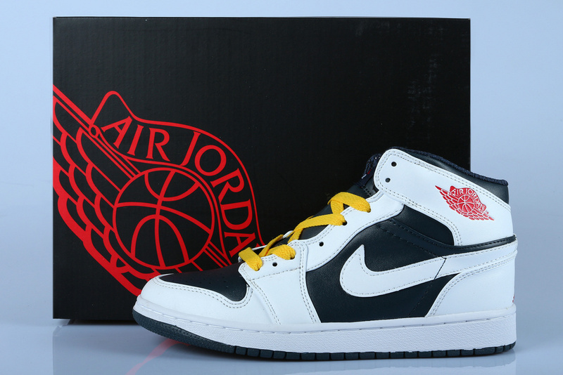 New Nike Air Jordan 1 Retro White Black Yellow Shoes