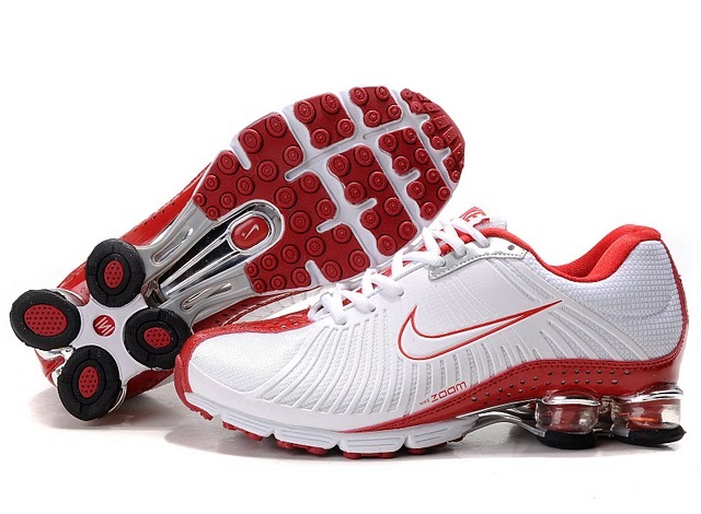 New Nike Shox R4 White Red Shoes For Women