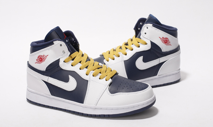 New Nike Air Jordan 1 White Blue Yellow Shoes