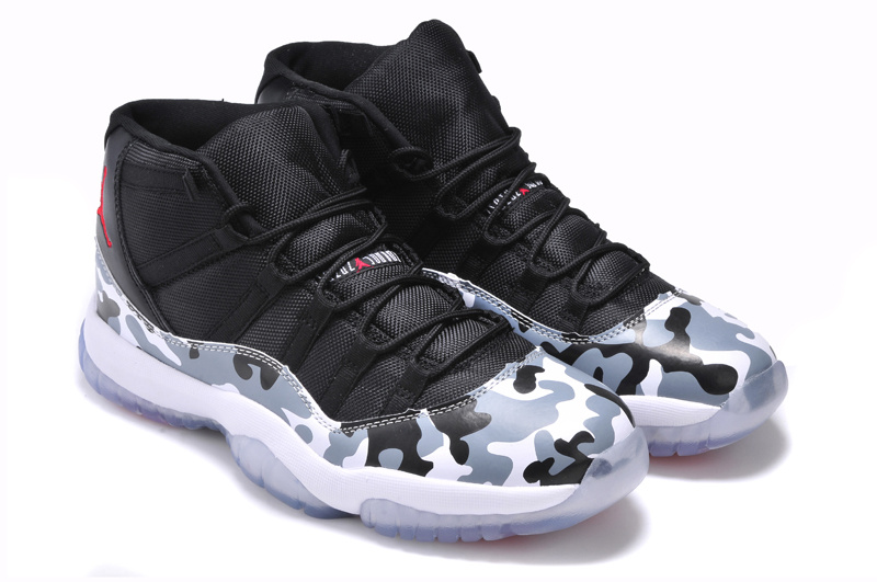 2014 Nike Air Jordan 11 Camouflage Edition Black White Red Shoes