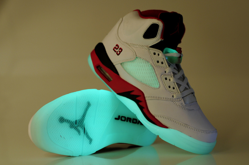 New Nike Air Jordan 5 Midnight Shoes White Black Red