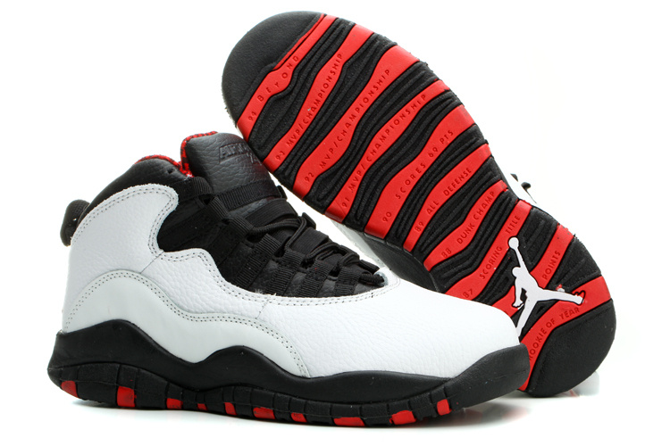 Women's Nike Jordan 10 Basketball Shoes White Black Red