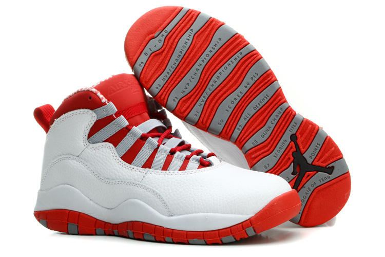 Women's Nike Jordan 10 Basketball Shoes White Red