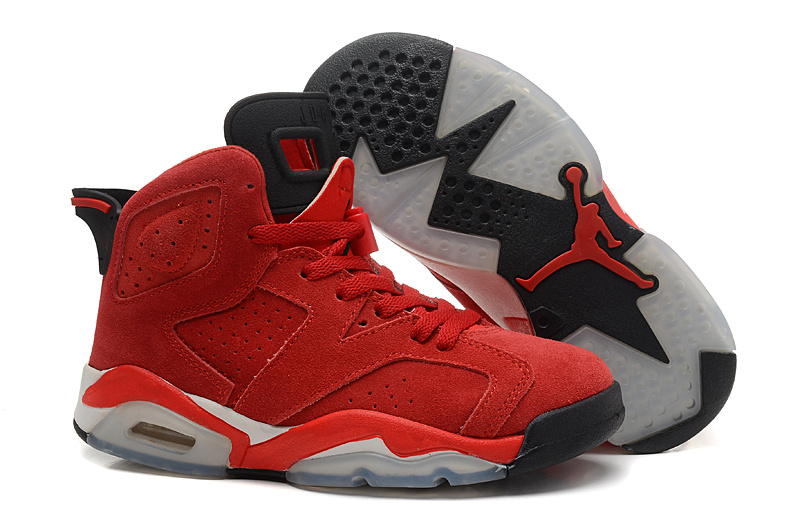 Women's Nike Jordan 6 Suede Dark Red White Shoes