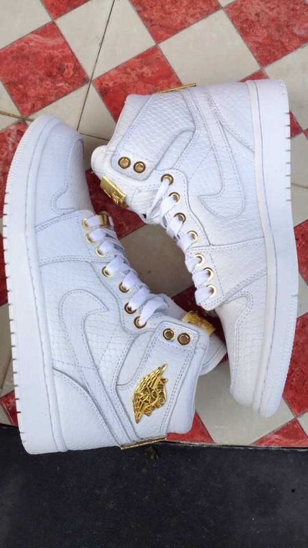2015 Nike Jordan 1 All White Gold Shoes 2015 Nike Jordan 1 All White Gold Shoes