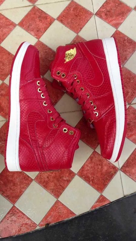 2015 Nike Air Jordan 1 Hot Red Gold Shoes