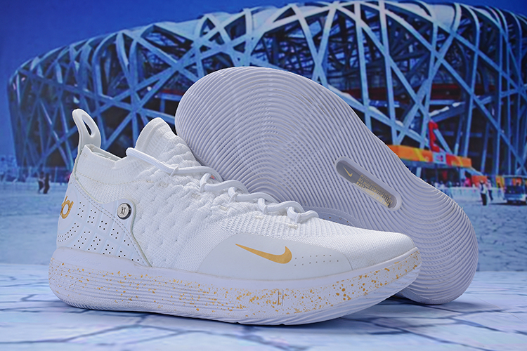 nike kd 11 white and gold