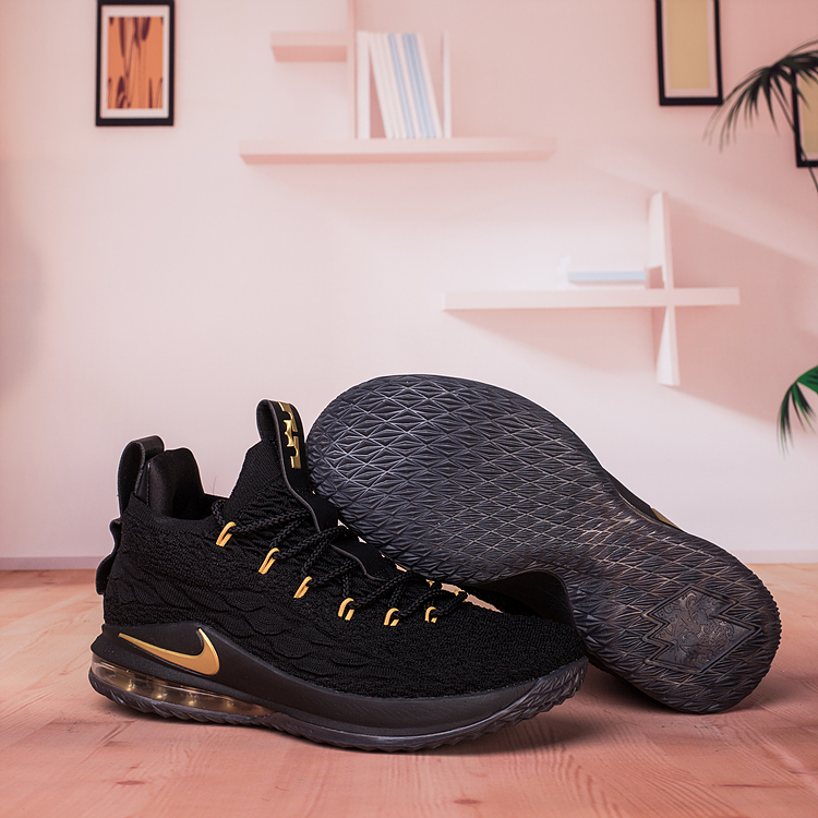 lebron james 15 shoes black and gold