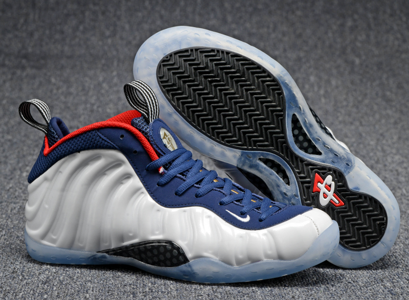 Nike Air Foamposite One Olympic White Blue Red Shoes - Click Image to Close