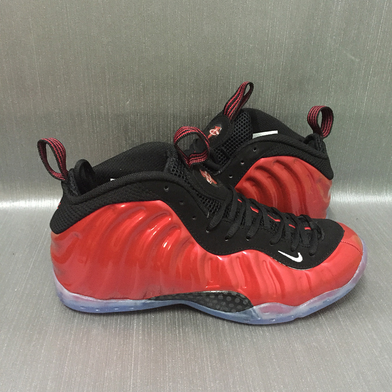 Nike Air Foamposite One Red Black Transparent Sole Shoes - Click Image to Close