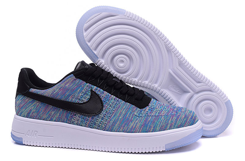 Nike Air Force 1 Flyknit Purple Blue Black Lover Shoes