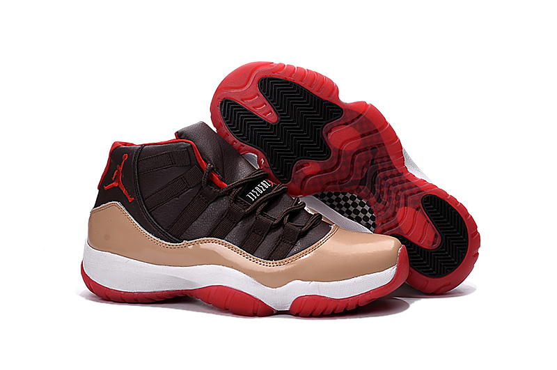 Nike Air Jordan 11 Black Brown Red Shoes